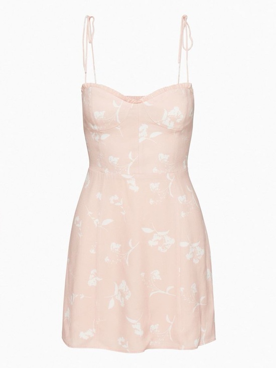 Wilfred Dresses & Skirts - Aritzia Wilfred Fable Dress - Coral Blush Floral Sweetheart Bustier Mini Dress